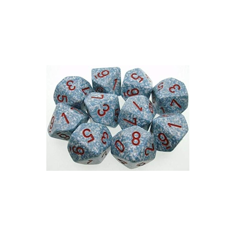 Set de 10 dés à 10 faces - Granité AIR Gris/Rouge