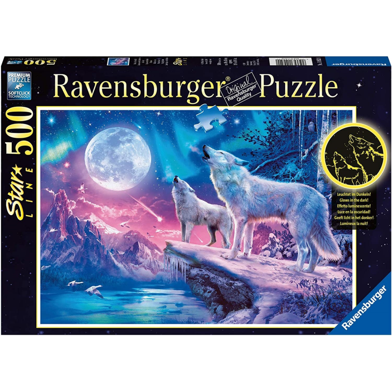 Acheter un Puzzle 500 pièces Starline Ravensburger Loup sous Les Lumières du Nord