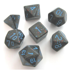 Set de 7 dés, idéal pour les jeux de rôle.