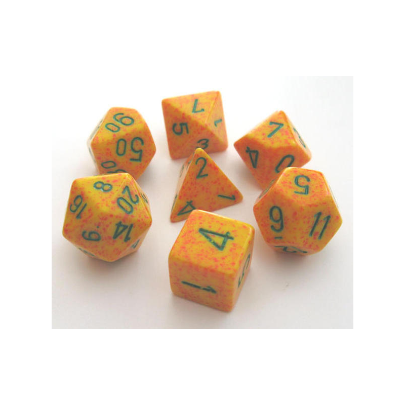 Set de 7 dés, idéal pour les jeux de rôle.