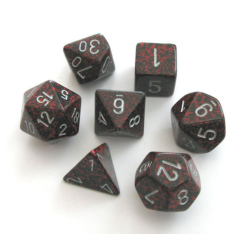 Set de 7 dés, idéal pour les jeux de rôle.