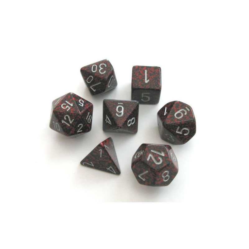 Set de 7 dés, idéal pour les jeux de rôle.