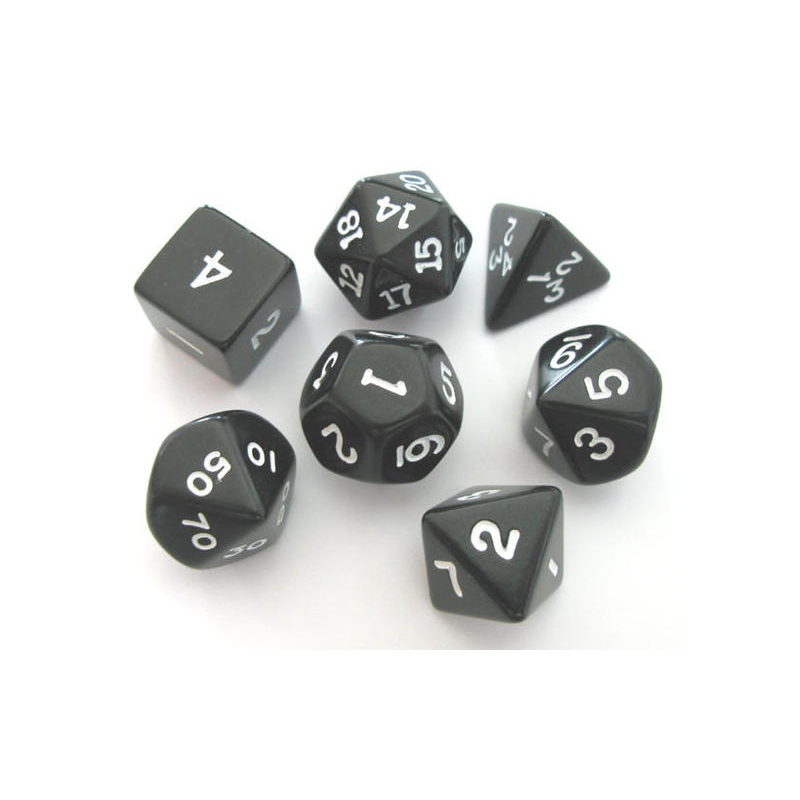 Set de 7 dés, idéal pour les jeux de rôle.
