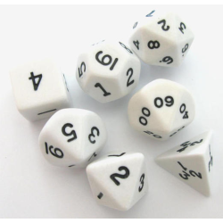 Set de 7 dés, idéal pour les jeux de rôle.