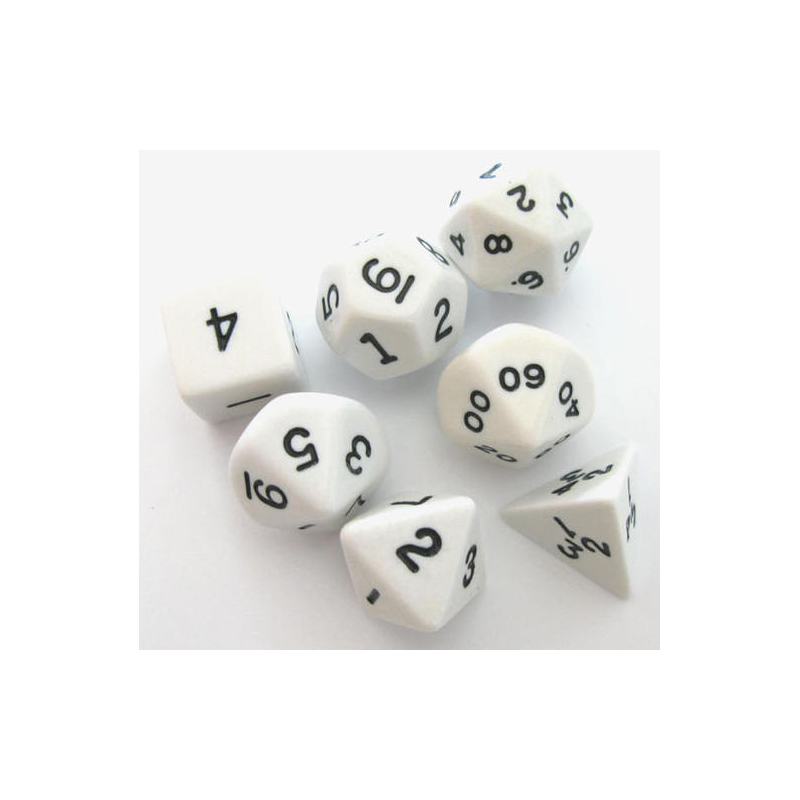 Set de 7 dés, idéal pour les jeux de rôle.
