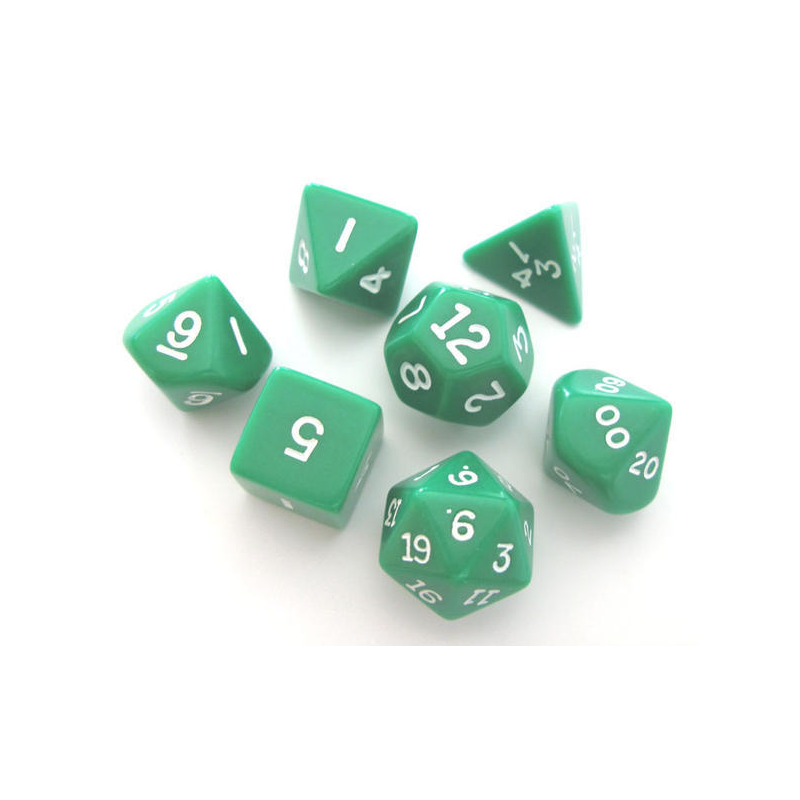 Set de 7 dés, idéal pour les jeux de rôle.