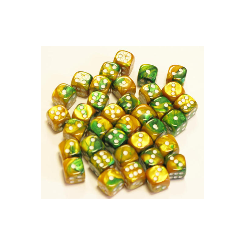 Set de 36 dés - Gemini Vert-Or/Blanc