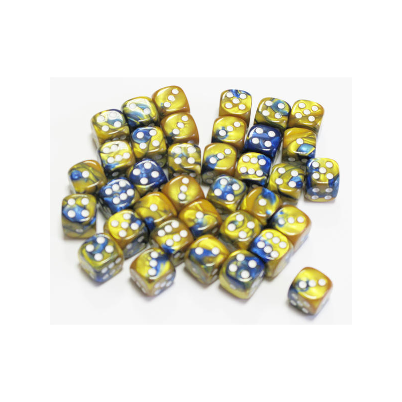 Set de 36 dés - Gemini Bleu-Or/Blanc