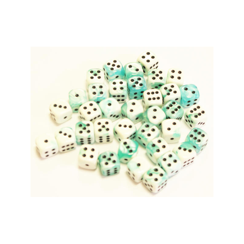 Set de 36 dés - Gemini Turquoise-Blanc/Noir