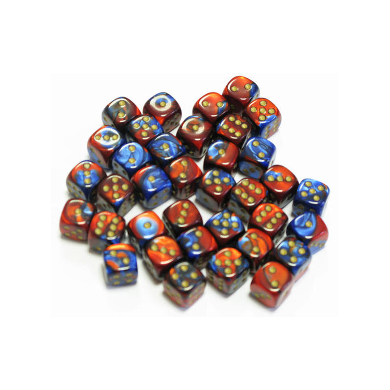 Set de 36 dés - Gemini Bleu-Rouge/Or