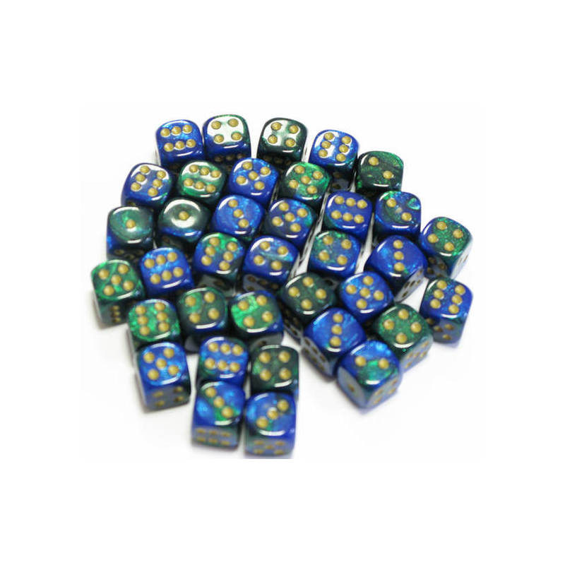 Set de 36 dés - Gemini Bleu-Vert/Or