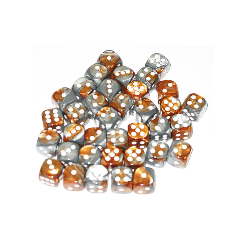 Set de 36 dés - Gemini Argent-Cuivre/Blanc