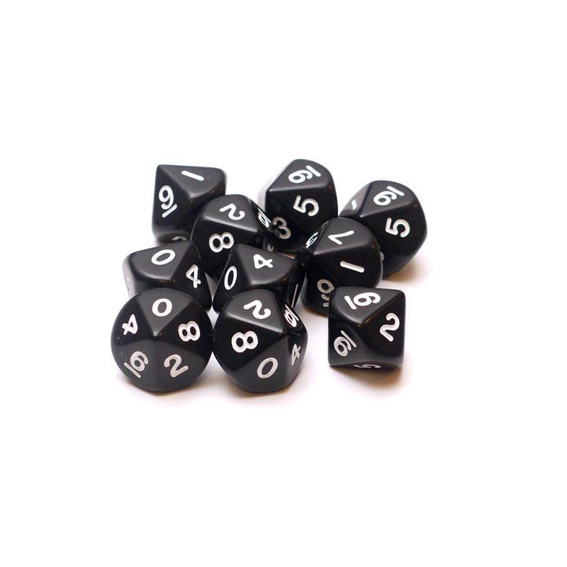 Set de 10 dés à 10 faces - Noir/Blanc