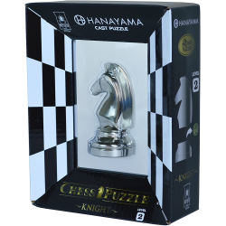 Découvrez le casse-tête métal Chess Knight Silver de la marque Huzzle