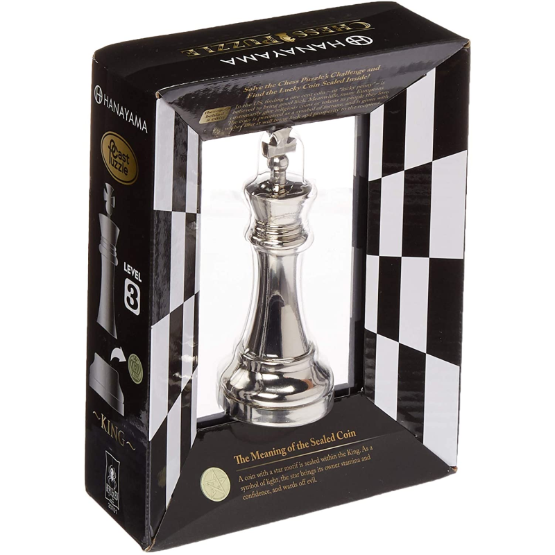 Découvrez le casse-tête métal Chess King Silver de la marque Huzzle