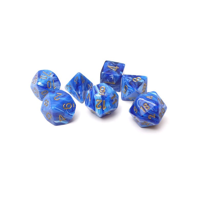 Set de 7 dés, idéal pour les jeux de rôle.
