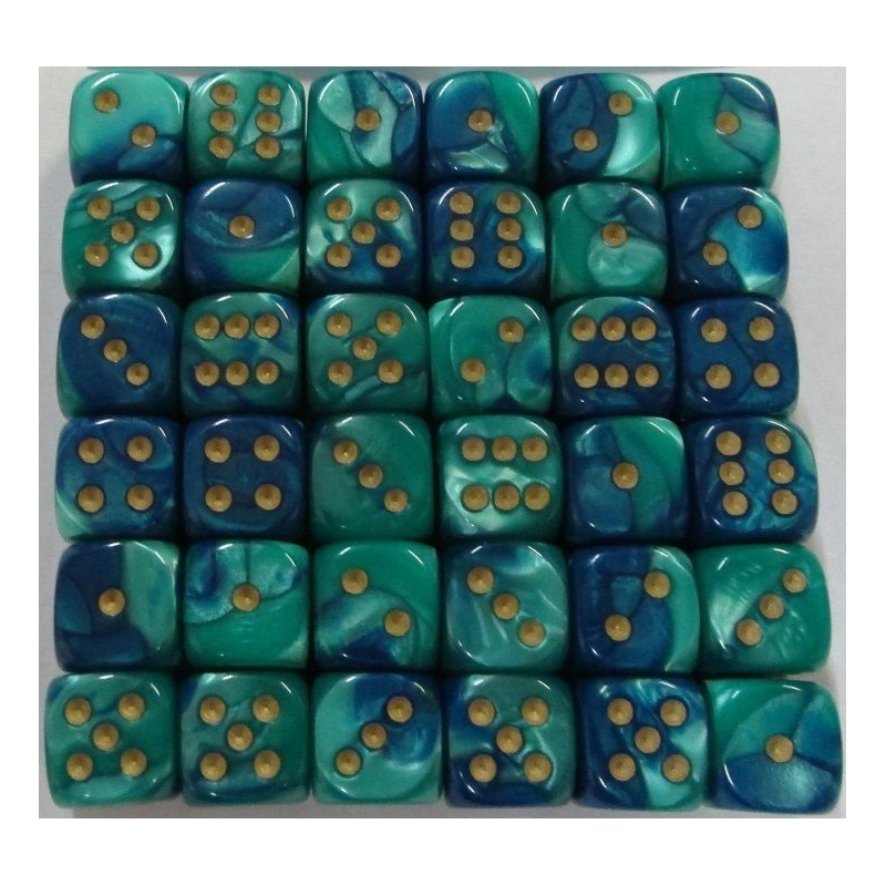 Set de 36 dés - Gemini Bleu-Sarcelle/Or
