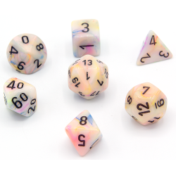 Set de 7 dés, idéal pour les jeux de rôle.