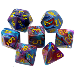 Set de 7 dés, idéal pour les jeux de rôle.