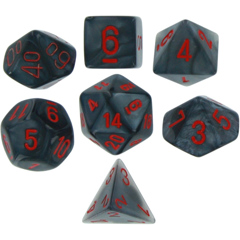 Set de 7 dés, idéal pour les jeux de rôle.