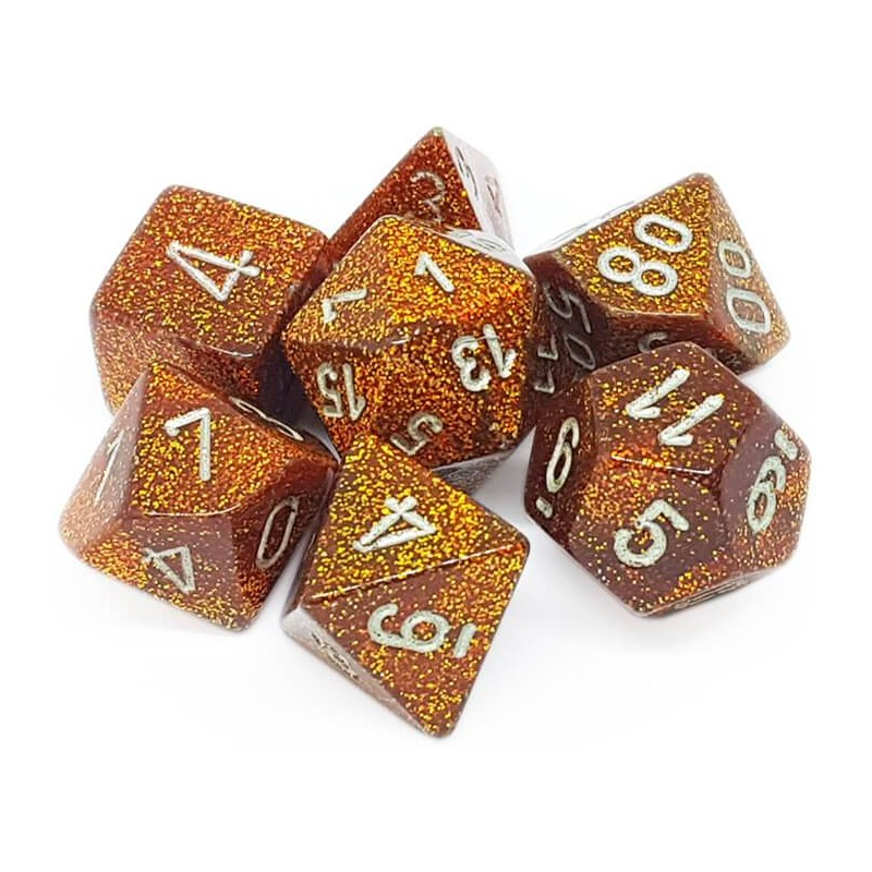 Set de 7 dés, idéal pour les jeux de rôle.