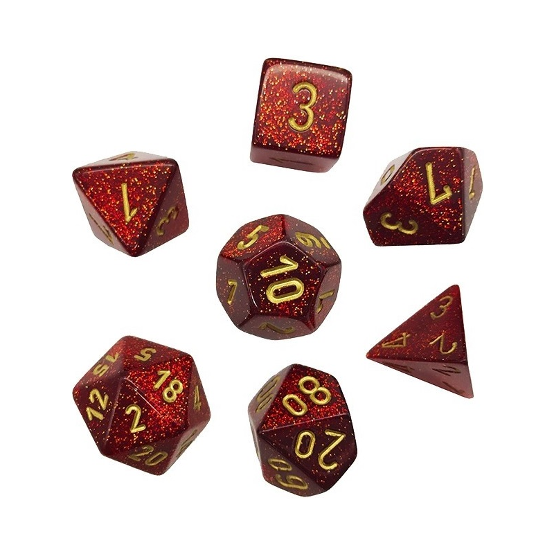 Set de 7 dés, idéal pour les jeux de rôle.