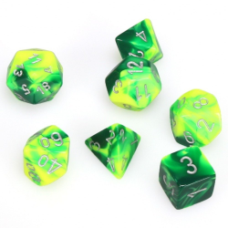 Set de 7 dés, idéal pour les jeux de rôle.