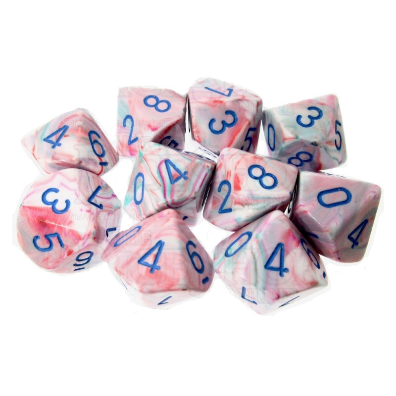 Set de 10 dés à 10 faces - Festive Pop Art/Bleu