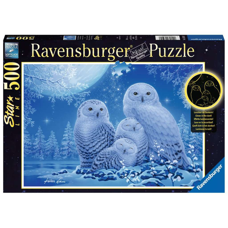 Puzzle Ravensburger 500 pièces Chouettes au Clair de Lune
