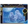 Puzzle Ravensburger 500 pièces Chouettes au Clair de Lune