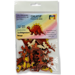 Acheter un puzzle enfant en bois Le Stégosaure Rouge